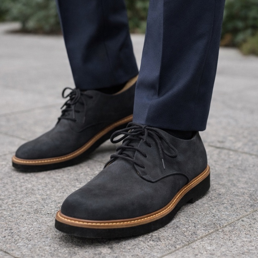 Samuel Hubbard Oxford Derby Shoes Men’s 7 Black Nubuck Leather Vibram Portugal